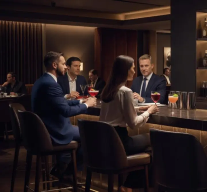 Kameralny bar z koktajlami w stylowym lounge